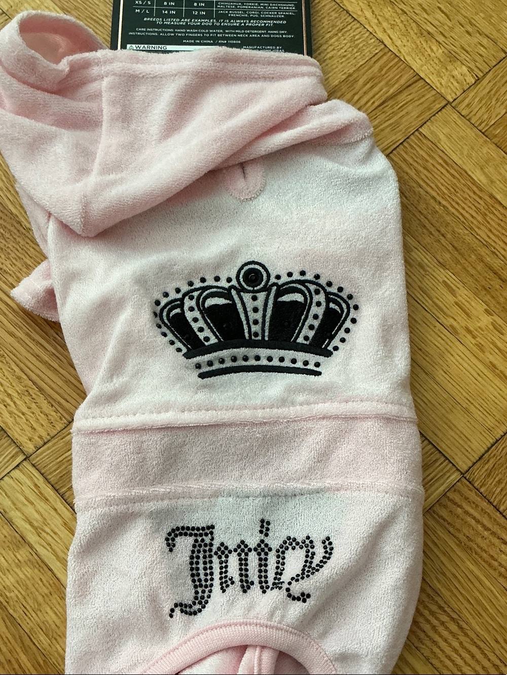Juicy Couture pink with black crown Terry dog tracksuit size XS/S new with tag
